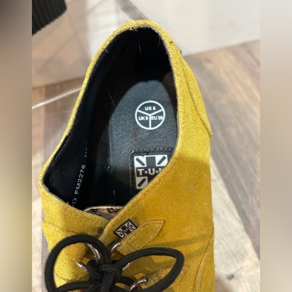 T.U.K. Yellow Suede Wedge Creepers shoes size 8 - Picture 4 of 6